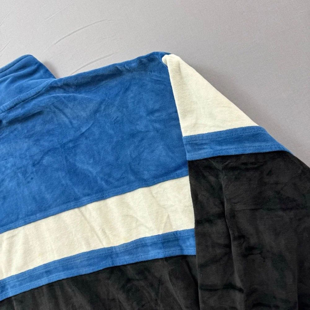 Christian Dior Monsieur Vintage Velour Track Jacket Blue Black Colorblock Large